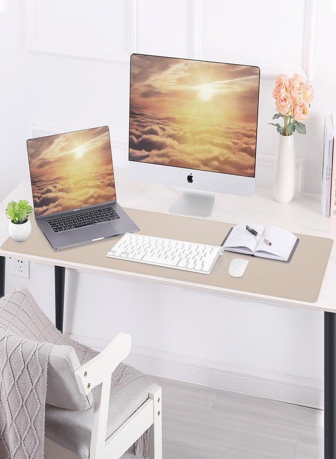AFIING Leather Desk pad Protector, Large Desk mat with Natural Cork & PU Leather,Mouse pad,Non-Slip Office Desk Mat,Waterproof Desk Writing Pad for Office and Home (47in*17in, Beige) - Image 5