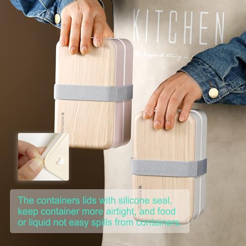 Binoster Original Bento Box Lunch Box Japanese Style 2 Layer Food Containers with Utensils Spoon and Fork Bundle Divider Salad Box for Men Women (Black) - Image 4