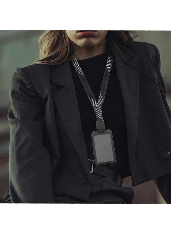 اتش واي 2 قطع من حوامل بطاقات الأسماء مع حبل حول العنق، حامل بطاقات تعريف مع مشبك وحبل للمدرسة أو العمل أو المكتب - Image 4