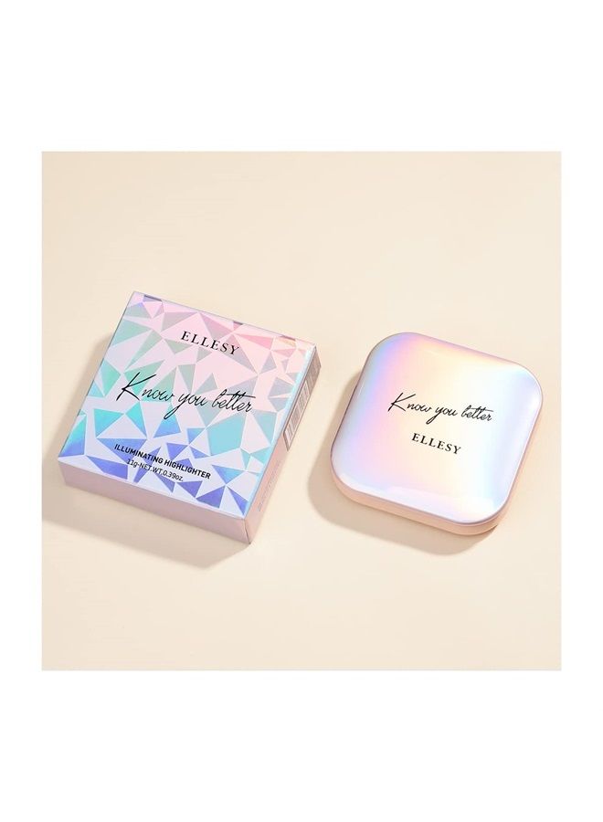 ELLESY Highlighter Makeup Palette Glitter Pink Highlighter Palette Shimmer Highlighter Powder Suit All Skin Tones-DAWN GLOW - Image 4