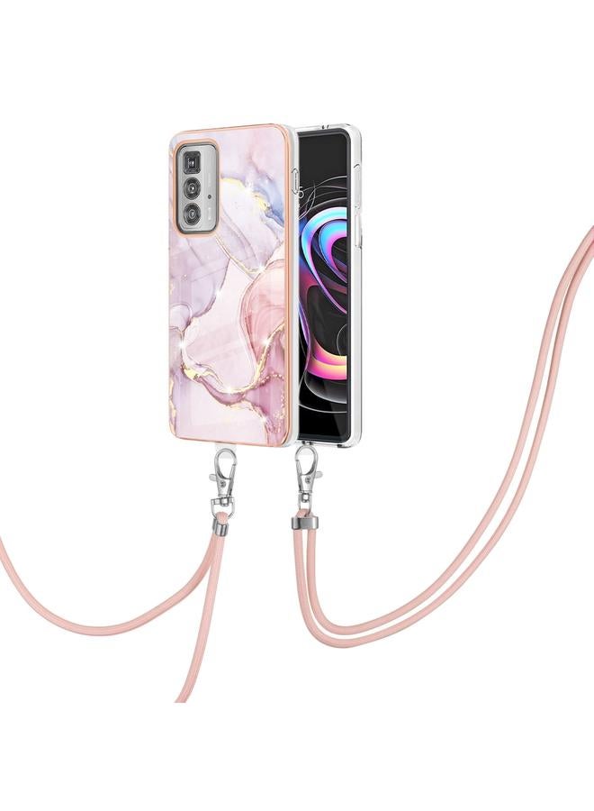 اس-توب جراب لهاتف Motorola Edge 20 Pro بنمط رخامي مطلي بالكهرباء من مادة TPU المقاومة للصدمات مع حبل للرقبة - Image 2