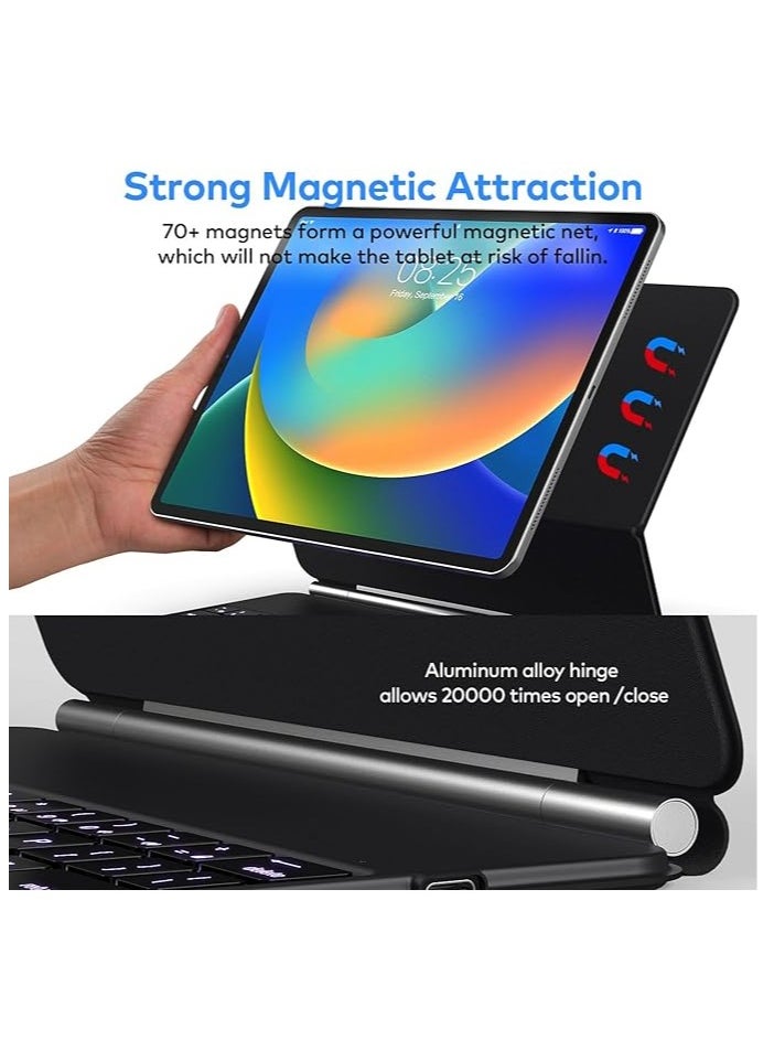 Generic - Arabic and English Keyboard Case for iPad Air 11-inch (M2) & iPad Pro 11 inch (1st/2nd/3rd/4th Generation) – Magic-Style Magnetic Keyboard Case with Multi-Touch Trackpad Compatible with 10.9” iPad Air 4th/5th Gen. - Image 1