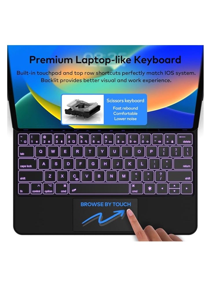 Generic - Arabic and English Keyboard Case for iPad Air 11-inch (M2) & iPad Pro 11 inch (1st/2nd/3rd/4th Generation) – Magic-Style Magnetic Keyboard Case with Multi-Touch Trackpad Compatible with 10.9” iPad Air 4th/5th Gen. - Image 1