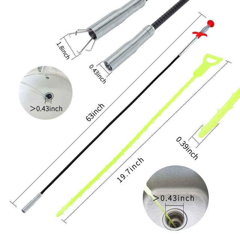 Dr pen DRPEN Flexible Grabber Claw Pick Up Reacher Tool Drain Clog Remove Tool With 4 Claws Bendable Hose Pickup Reaching Assist Tool for Litter Pick Home and Kitchen Sink Drains Toilet 63 inch - Image 3