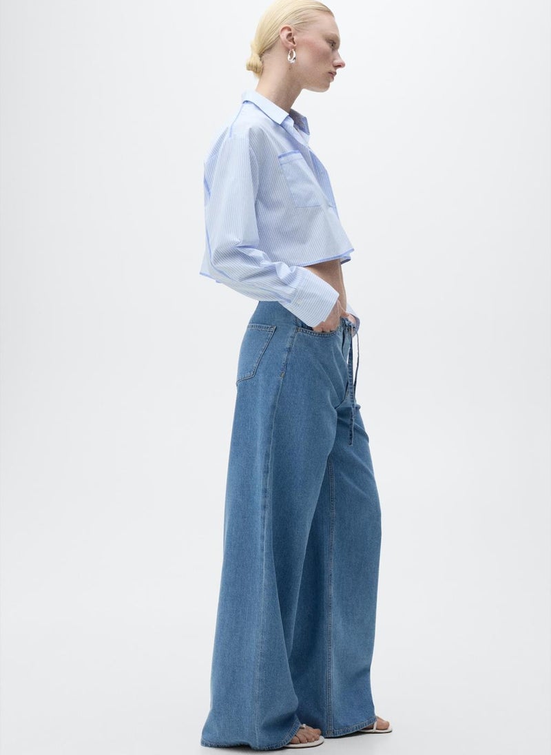 MANGO Wideleg Denim Trousers With Belt  - Image 3