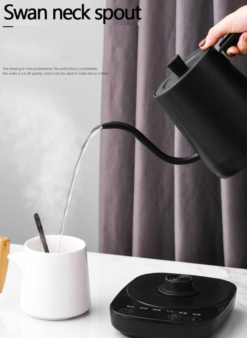 ET-LIFE Electric Gooseneck Kettle 0.8L, 304 Stainless Steel Coffee and Tea Pot, Automatic Temperature Control and Constant Temperature, 1000W Quick Heating (Black) - Image 2