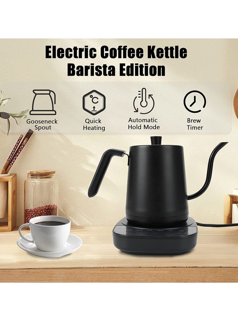 ET-LIFE Electric Gooseneck Kettle 0.8L, 304 Stainless Steel Coffee and Tea Pot, Automatic Temperature Control and Constant Temperature, 1000W Quick Heating (Black) - Image 3
