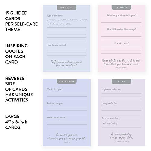 Eccolo Wellness in a Box, 60 Encouragement Cards, Health and Wellness Cards with 4 Tabbed Dividers for Self-Care, Mindfulness, Sleep & Intuition, Card Box with Guided Cards (4.6-x-7-x-1.1 Inches) - Image 3