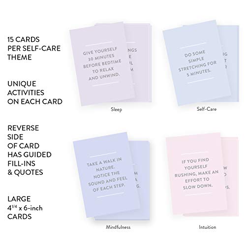 Eccolo Wellness in a Box, 60 Encouragement Cards, Health and Wellness Cards with 4 Tabbed Dividers for Self-Care, Mindfulness, Sleep & Intuition, Card Box with Guided Cards (4.6-x-7-x-1.1 Inches) - Image 4
