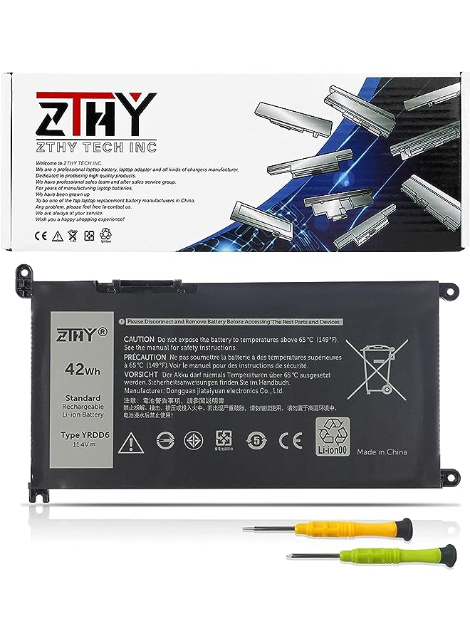 ZTHY Yrdd6 Laptop Battery Replacement For Dell Inspiron 5481 5482 5485 5491 2-In-1 5493 5584 5593 5590 Vostro 5481 5581 5490 5590 Series 0Yrdd6 1Vx1H 01Vx1H Vm732 0Vm732 11.4V 42Wh 3-Cell - Image 1