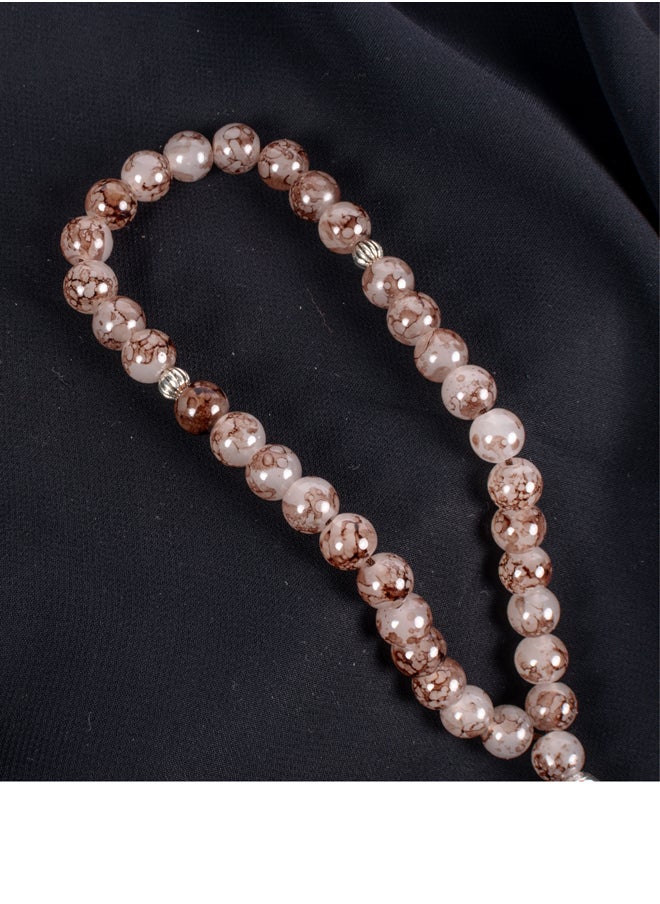 The Black Pearl Accessories Brown Alabaster Stone Prayer Bead of 33 Beads  - Image 4