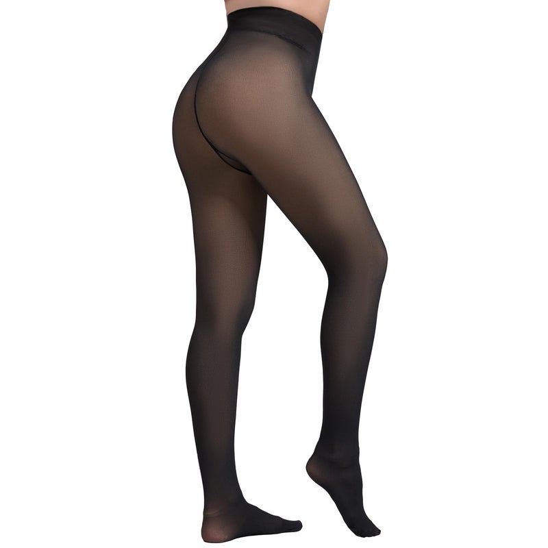 Apriddeo 2025 One-Seam Fleece Lined Tights More Warmth Fake Translucent Pantyhose High Waist Thermal Legging Women - Image 1