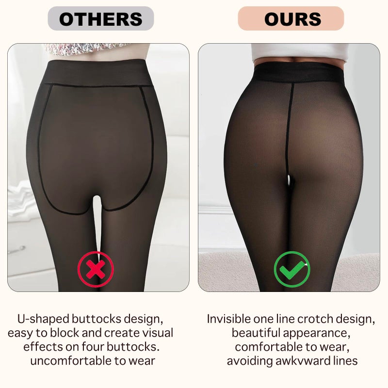 Apriddeo 2025 One-Seam Fleece Lined Tights More Warmth Fake Translucent Pantyhose High Waist Thermal Legging Women - Image 2