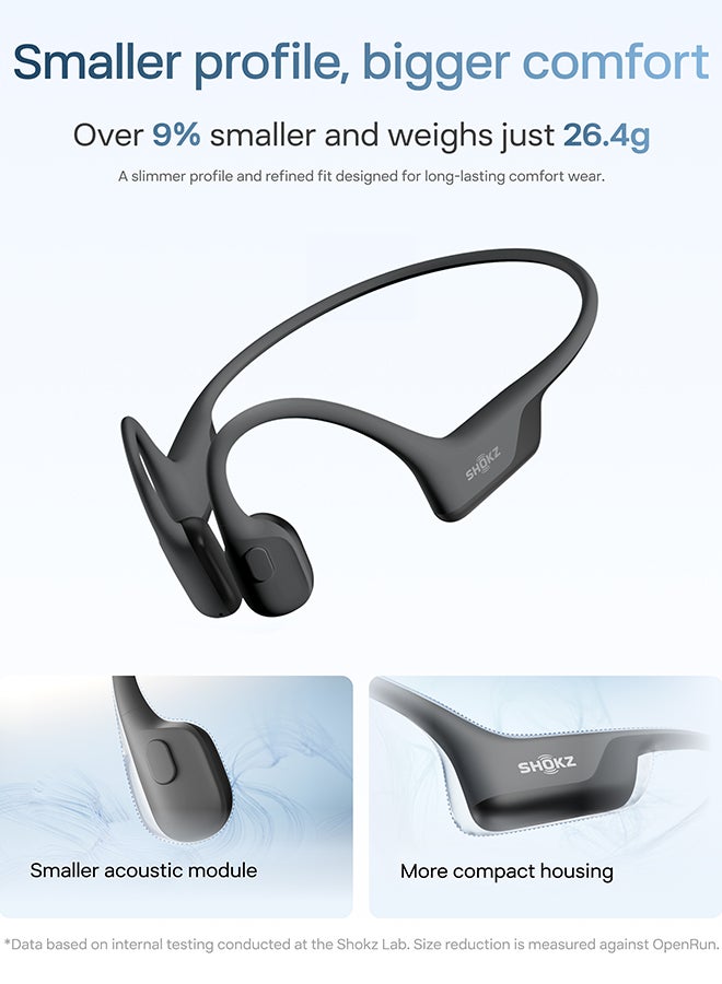 Shokz OpenRun Air 2 Open-Ear Bone Conduction Headphones, Lightweight, Secure Fit, Dual Wind-Resistant Mics, IP67, Bluetooth 6.0, 10H; Running and Cycling black - Image 3