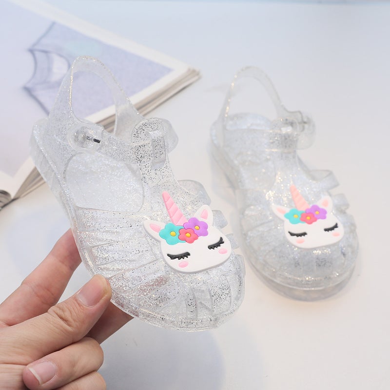 Children'S Sandals Cute Boys Soft Sole Beach Shoes Transparent Glitter Jelly Princess Shoes Breathable Gladiator Shoes - Image 5
