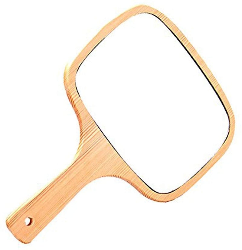AISHU AISHU Natural Wood Mirror Wooden Hand Mirror Vintage Portable Compact Makeup Vanity Hand Held with Handle Dressing Table Shaving and for Travel kit Big SquareOver The Door MountingFramed  - Image 2