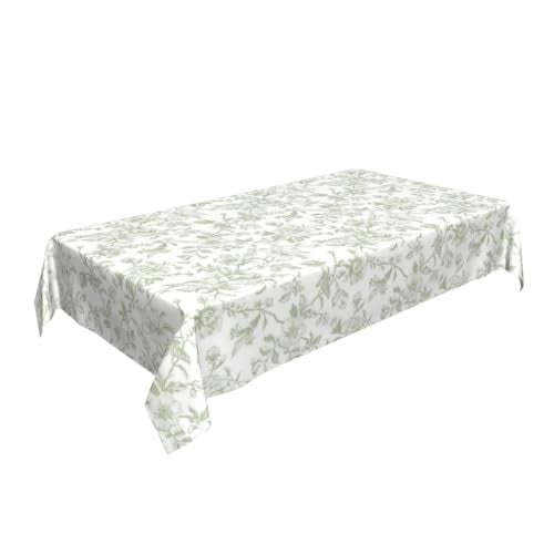 Sorktse Sage Green Floral Tablecloth Rectangle 60x120 Inch Light Green Chinoiserie Floral Table Cloth Polyester Fabric Vintage Spring Summer Flowers Farmhouse Table Cover for Home Party Picnic Outdoor Decor - Image 3