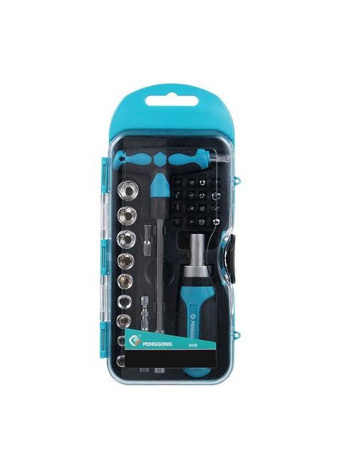 Socket Wrench Set Ratchet Screwdriver Combination Set Manual Screwdriver Set Household Multifunctional Screwdriver Bit Set Dual-Purpose Socket Wrench Set 8158