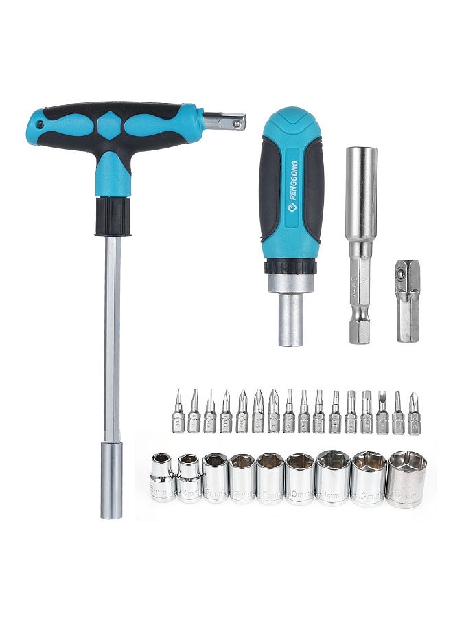 PENGGONG - Socket Wrench Set Ratchet Screwdriver Combination Set Manual Screwdriver Set Household Multifunctional Screwdriver Bit Set Dual-Purpose Socket Wrench Set 8158 - Image 1