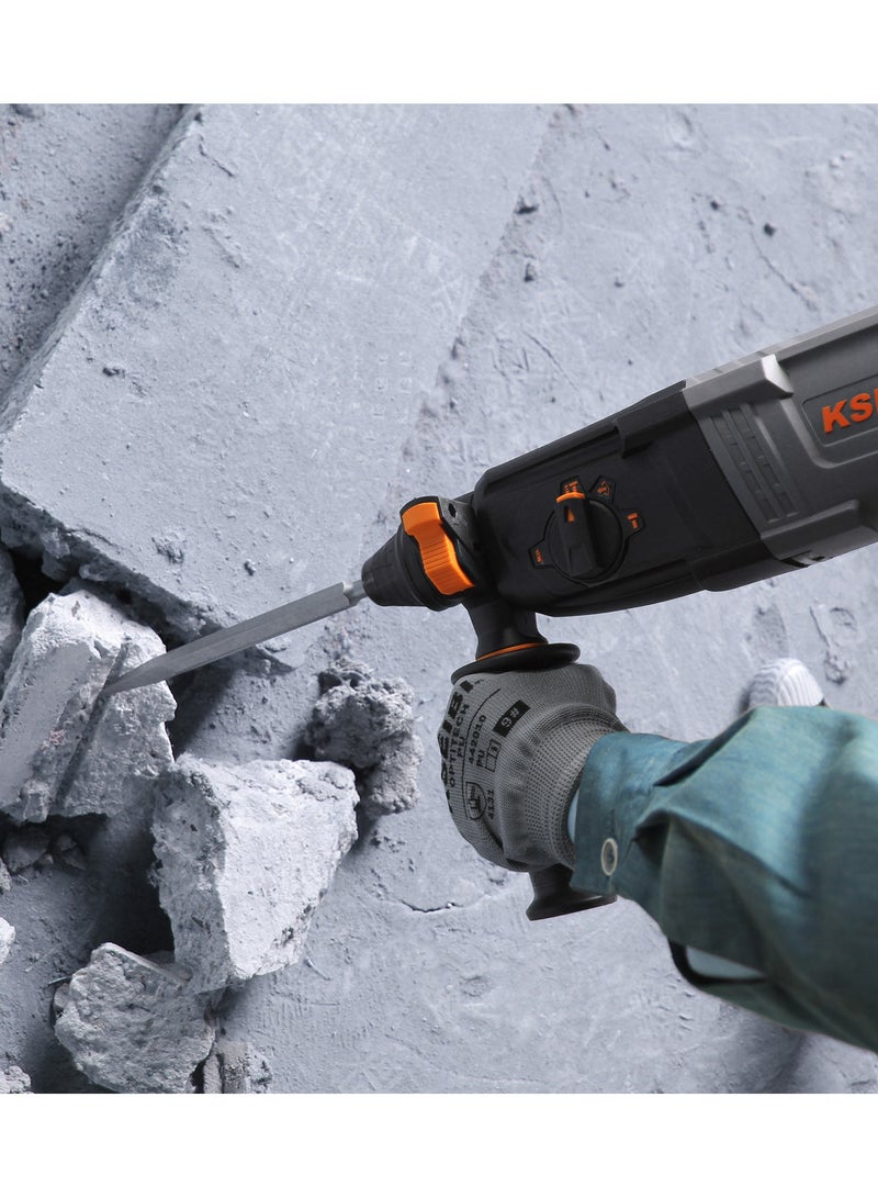 كسيبي مثقاب دوار SDS Plus، مطرقة هدم كهربائية شديدة التحمل بقوة 800 واط للخرسانة، مثقاب مطرقة هدم كهربائية مع قابض أمان مع التحكم في الاهتزاز، بما في ذلك 3 رؤوس مثقاب، وإزميل مسطح ومدبب. - Image 3