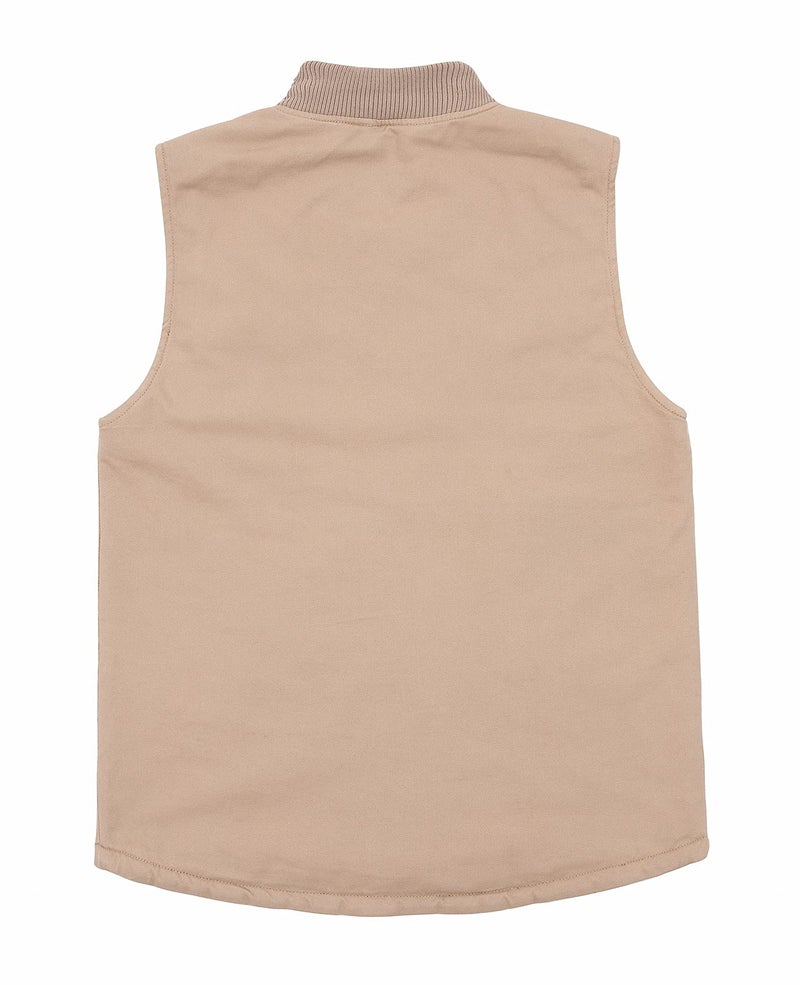 ThCreasa Mens Winter Sleeveless Outdoor Vest Sherpa Fleece Lined Canvas Utility Hunting Work Vest Jackets Khaki L - Image 2