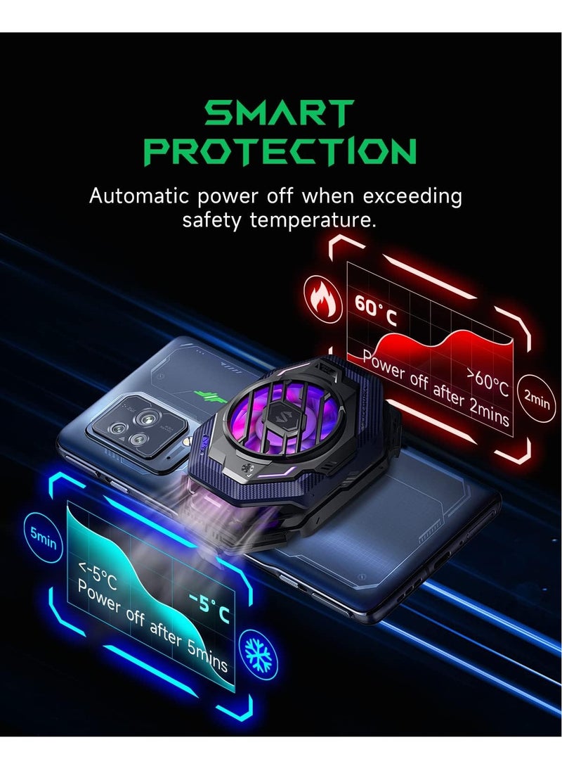 BlackShark Mobile Phone Cooler, Cellphone Cooling Fan for 2.63-3.46 inches iPhone/Android, Sleep Timer/Fan Speed Settings RGB Phone Radiator, FunCooler 3 Pro  - Image 4