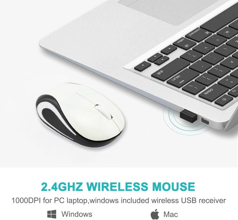 فأرة لاسلكية صغيرة: 2.4 جيجاهيرتز USB بصرية 3 أزرار، تتبع دقيق 1000 نقطة في البوصة، قبضة مريحة وسلسلة - فأرة زرقاء لطيفة محمولة مناسبة للمنزل والمكتب والسفر، مناسبة لأيدي متوسطة وصغيرة - Image 3