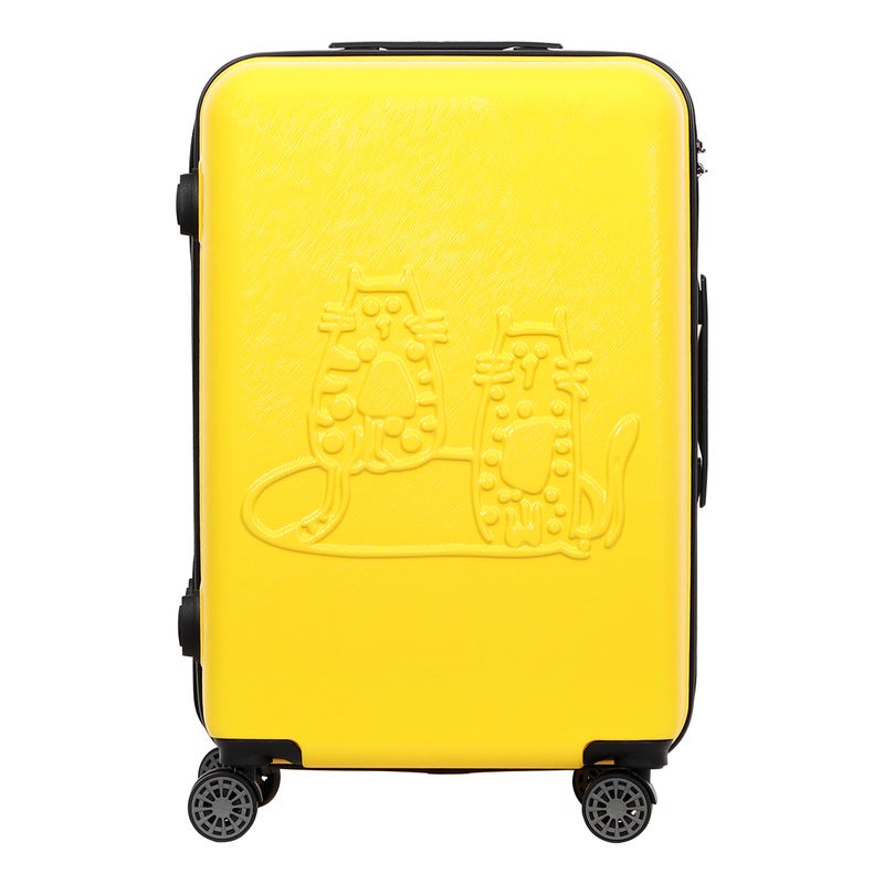 Biggdesign Cats Suitcase Luggage, Hardshell Luggage with Spinner Wheel, Travel Suitcase, Lock System, Lightweight, Yellow, Large, 28 in - Image 1