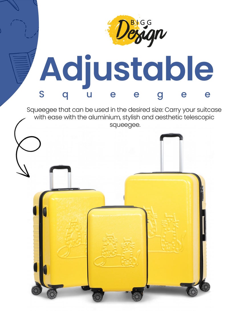 بيج ديزاين تصميم قطط خفيف الوزن للحمل مع عجلة دوارة ونظام قفل أصفر 28 بوصة - Image 3