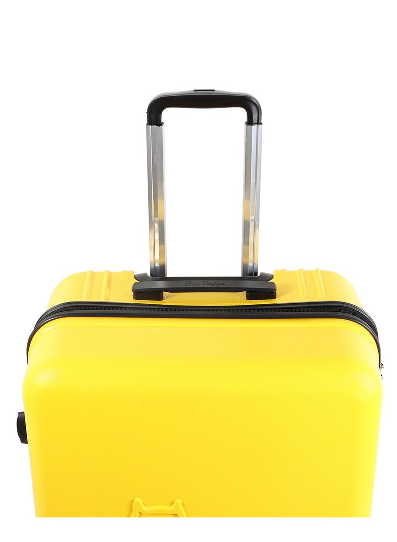 Biggdesign Lightweight Cats Design Checked Luggage with Spinner Wheel and Lock System Yellow 28-Inch