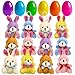 Abakuku 12 Pcs Prefilled Easter Eggs Plush Toy 235in Bright Colorful Eggs Prefilled with Variety Plush Bunnies Easter Basket Stuffers Party Favors Gift Bags - Image 2