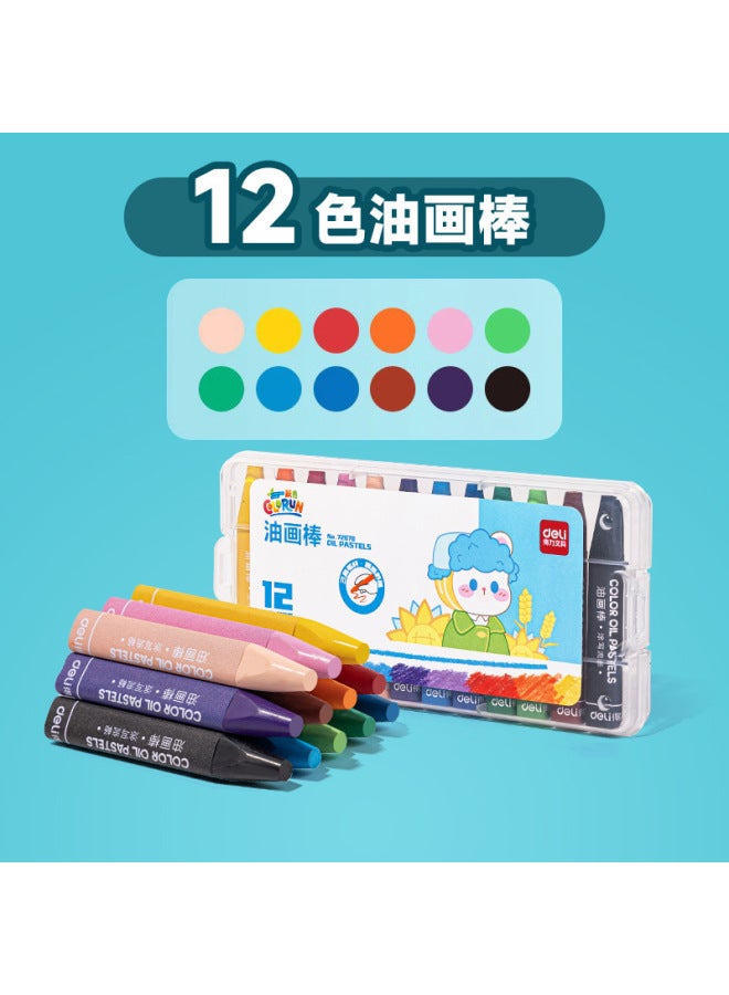 Deli Oil Painting Stick Primary School Kindergarten Children Color Crayon 12 Color 24 Color Drawing Pen Painting - Image 1