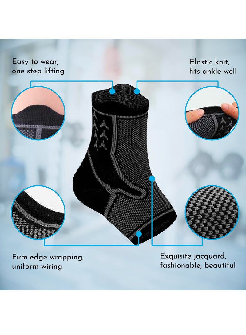 Excefore Ankle Support, Professional Ankle Brace Compression Sleeve (Pair), for Sprains Arthritis Inflammation and Circulation Relief Sports Injury Recovery for Women and Men for Everyday Use(M) - Image 2