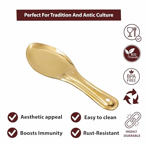 Putrika Traditional Handcrafted Brass Utensil | Rice Serving Spoon | Cooking Spoon | Tableware | Dinnerware - Brass Anna Karandi [Weight: 85gm Length:22cm] - Image 5