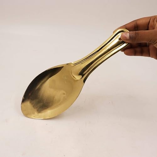 Putrika Traditional Handcrafted Brass Utensil | Rice Serving Spoon | Cooking Spoon | Tableware | Dinnerware - Brass Anna Karandi [Weight: 85gm Length:22cm] - Image 2
