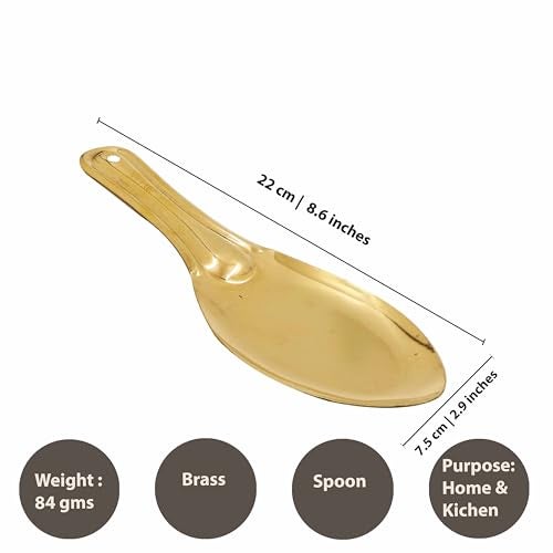 Putrika Traditional Handcrafted Brass Utensil | Rice Serving Spoon | Cooking Spoon | Tableware | Dinnerware - Brass Anna Karandi [Weight: 85gm Length:22cm] - Image 4