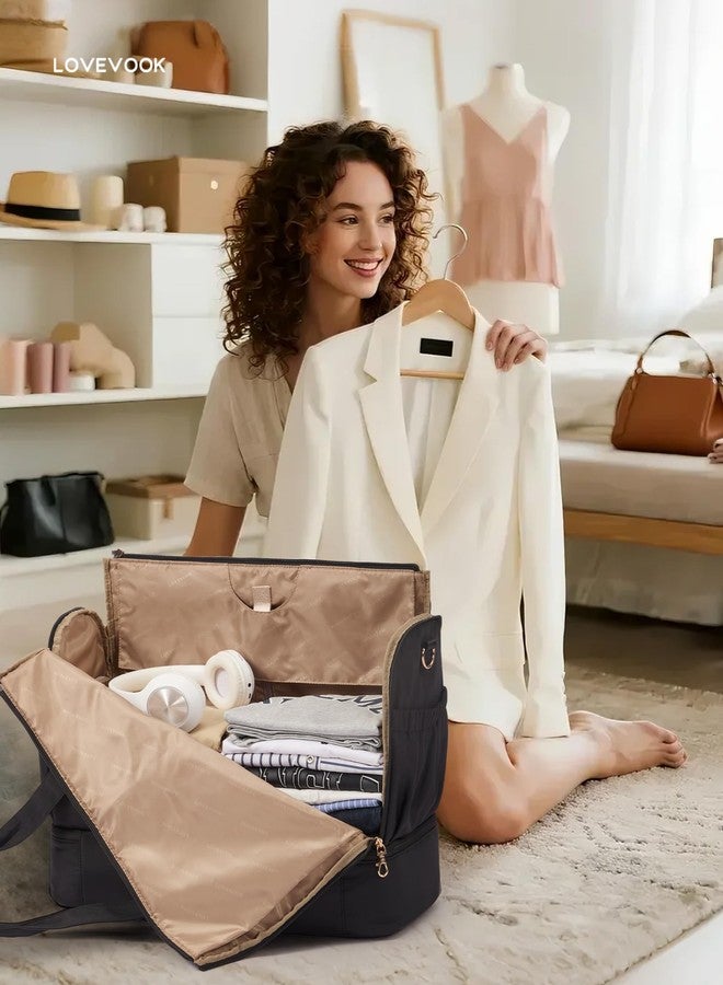 لوف فوك حقائب ملابس لوففوك للسفر، حقيبة ملابس متعددة الاستخدامات للنساء مع جيب للأحذية، حقيبة سفر محمولة مع حقيبة أدوات تجميل، حقيبة سفر معلقة 2 في 1، حقائب سفر مقاومة للماء لرحلات العمل - Image 2