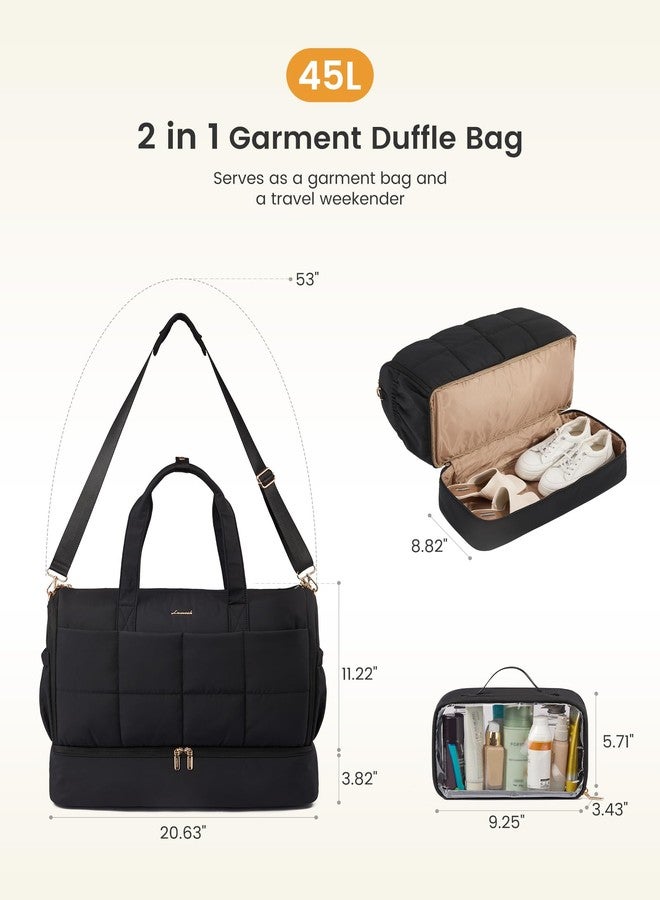 لوف فوك حقائب ملابس لوففوك للسفر، حقيبة ملابس متعددة الاستخدامات للنساء مع جيب للأحذية، حقيبة سفر محمولة مع حقيبة أدوات تجميل، حقيبة سفر معلقة 2 في 1، حقائب سفر مقاومة للماء لرحلات العمل - Image 3