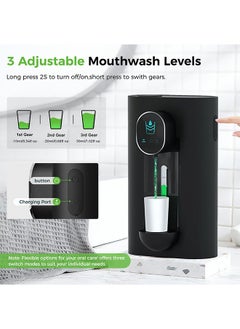 Hihonor Induction Mouthwash,540ml Large Capacity,USB Charging Design,3-Speed Flexible Adjustment,Long Life,Suitable for Wall/Desktop(Black)  - Image 4