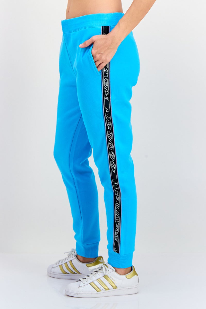 Aape By A Bathing Ape Women Regular Fit Brand Logo Jogger Pants, Blue - Image 3