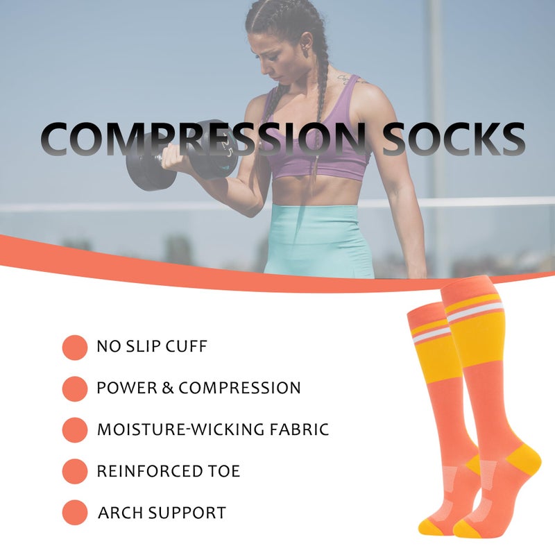 fenglaoda Compression Socks for Women Men Support Circulation 6 Pairs Socks For Nurse, Travel, Flight - Image 2