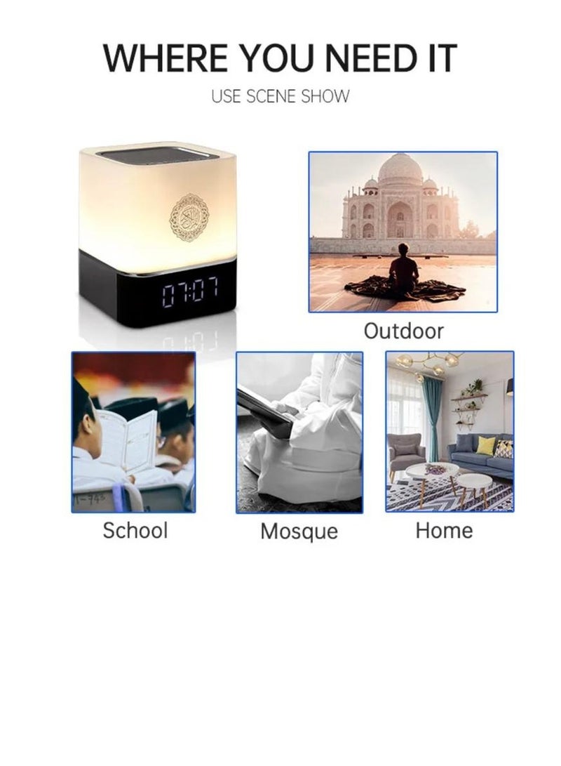 Equantu Touch Lamp Quran Speaker with Bluetooth, Remote and App Control, Digital Clock, 7 Color Light Modes, Quran Recitation, Tafseer, and Multi Languages Translation Special Gift for Eid Mubarak and Hajj  - Image 5
