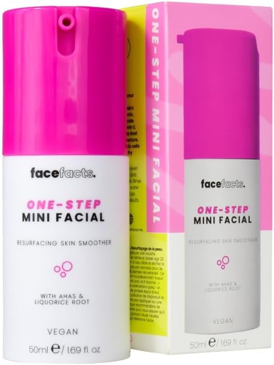 New Face Facts OneStep Mini Facial 50ml Exfoliating Facial Treatment with AHAs Liquorice Root Smooths Brightens Nourishes Skin AtHome Facial for Glowing Complexion A17