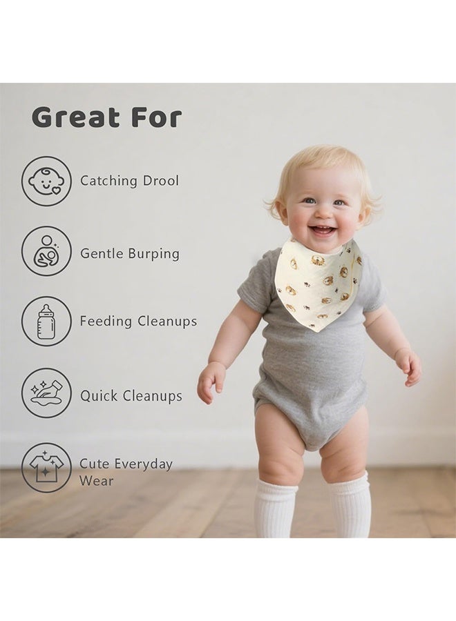 7 Pcs Unisex Baby Triangle Drool Bibs, Soft Absorbent Muslin Cotton Bandana Bibs, Suitable for Infant Teething, Drooling and Daily Use - Image 5