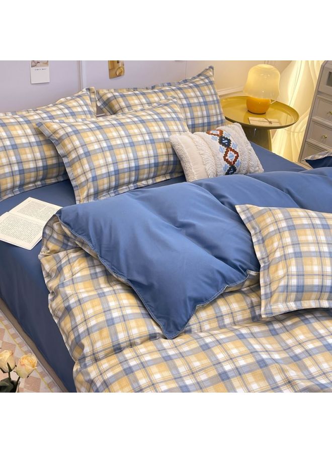 Washed Cotton Four-piece Quilt Cover Single Bedding Student Dormitory Quilt Quilt Cover Sanding Three-piece Bed Sheet Person-Color:Light Orange-Specifications:200x230cm - Image 1