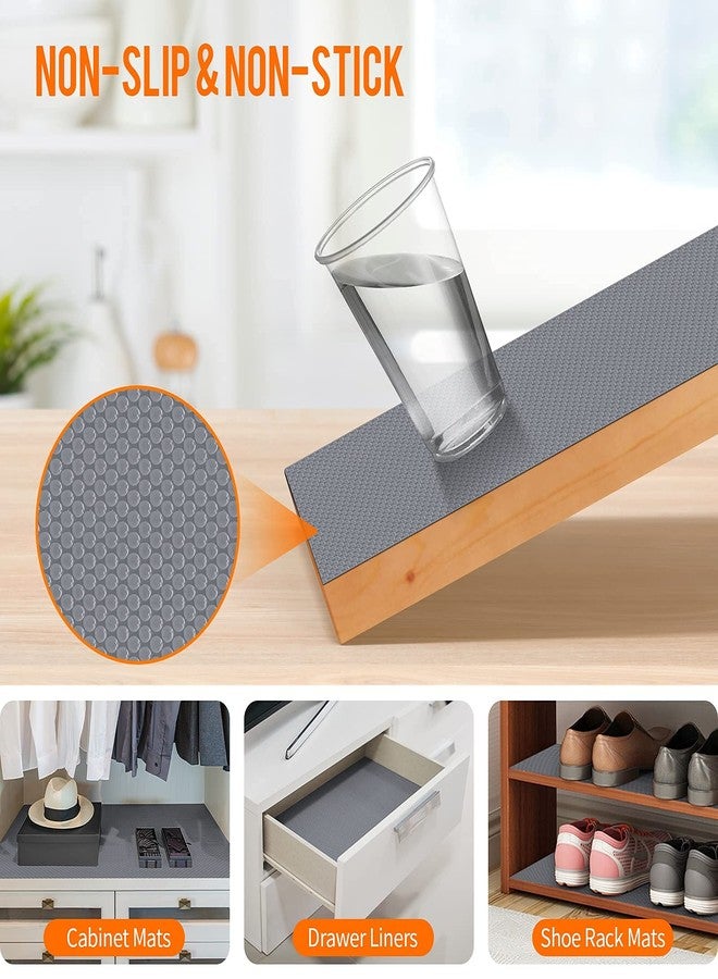 Smartshelf بطانات أرفف لخزائن المطبخ، بطانة أدراج مانعة للانزلاق، حصيرة خزانة غير لاصقة، مصنوعة من مادة EVA، حصائر ثلاجة عديمة الرائحة، بطانة ثلاجة قابلة للغسل، مناسبة لرفوف الأحذية والتخزين والمكاتب، مقاس 11.8 × 59 بوصة، لون رمادي - Image 4
