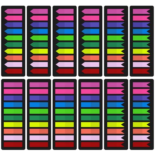 KICNIC 3000 Pieces Page Markers Sticky Index Tabs, Arrow Flag Tabs Self Adhesive, Colored Notes Tab Stickers for Notebook, Documents, Books [10 Colors, 3 Designs] Sticks Securely, Removes Cleanly - Image 1