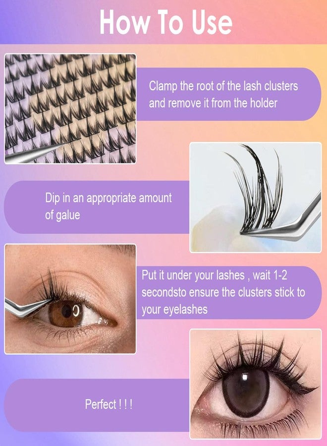 MAYCREATE® 100PCS Wispy Lash Clusters Natural Eyelash Clusters C Curly Fairy Cluster Lashes with Spikes Eyelashes DIY Lash Extension Natural Look Wispy Manga Lashes at Home - Image 4