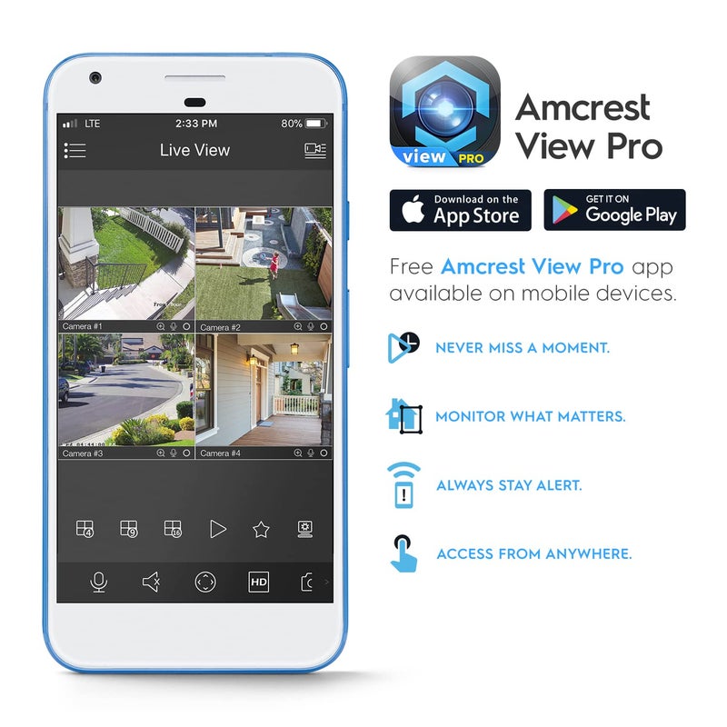 Amcrest UltraHD 4K (8MP) Outdoor Bullet Security IP POE Camera, 98ft NightVision, 2.8mm Lens, IP67 Weatherproof, 256GB MicroSD Recording, Black (IP8M-2496EB-V2) - Image 5