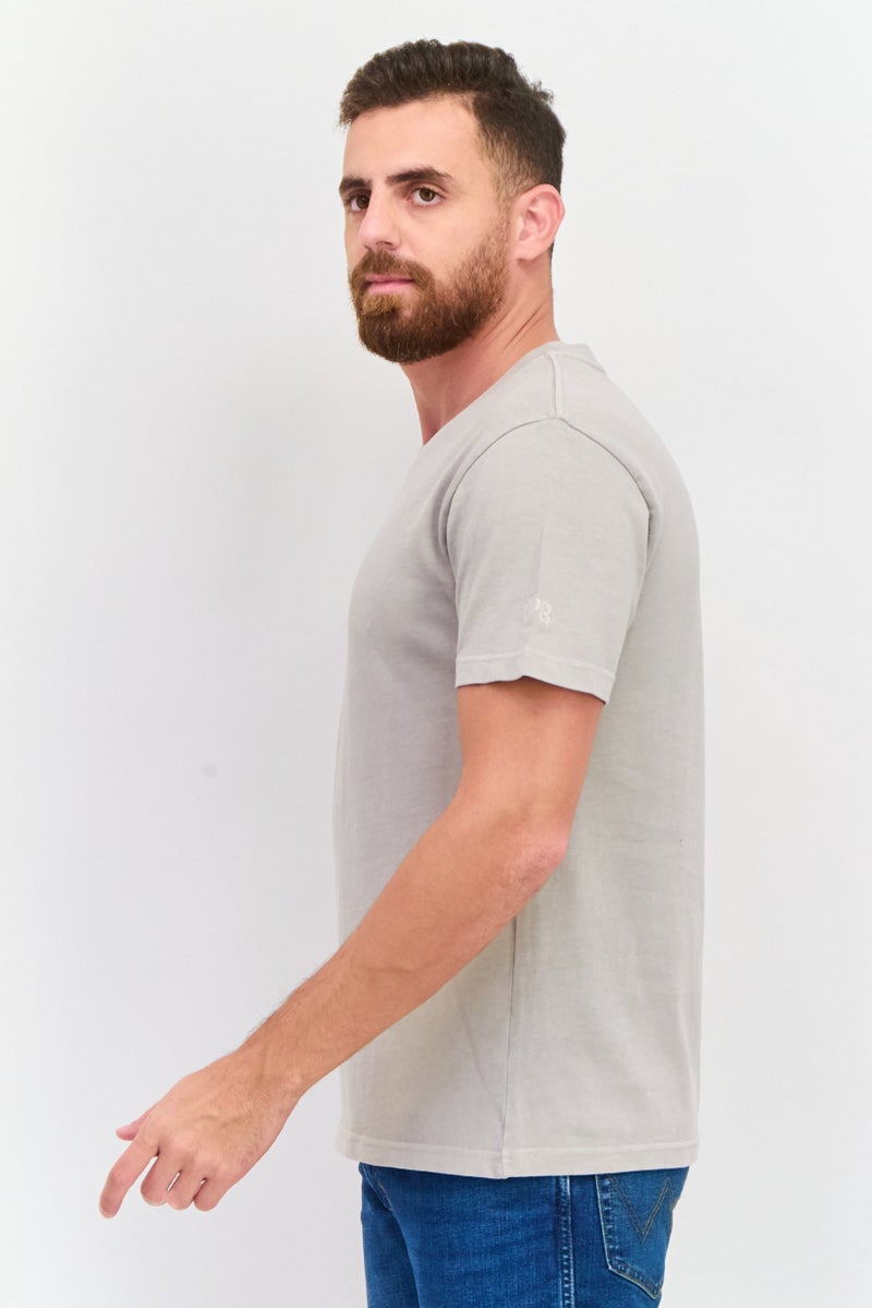 Original Paperbacks Men Crew Neck Short Sleeve Embroidered Logo T-Shirt, Grey - Image 2